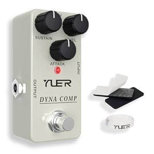 Classic Dyna Comp Compression – This guitar compressor pedal recreates the iconic Ross-style analog compression with minimal noise, enhancing sustain and dynamic control for electric guitars. Precision Knob Control – Sustain: extends your notes, Leve...
