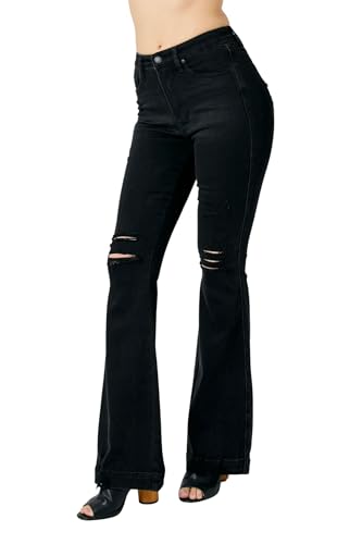 Judy Blue Women's High-Waist Tummy Control Destroyed Flare Jeans (Black, 18W)2