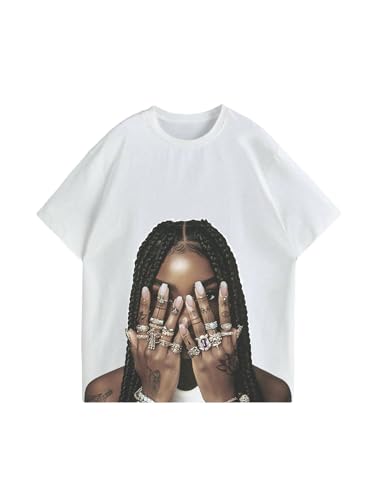 GORGLITTER Women's Oversized Graphic Tees Hip Hop Short Sleeve T Shirt Crewneck Summer Loose Tops
