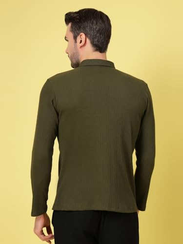 Image of Rigo Printed Casual T-Shirts for Men | Waffle Knit Solid T-Shirt for Men | Full Sleeves T-Shirts for Men