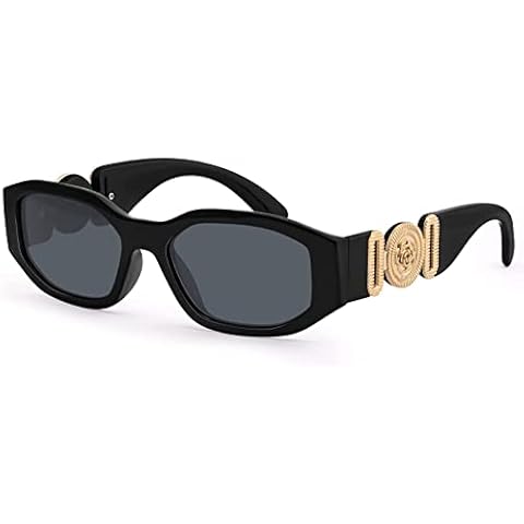 ZMNVEG Sunglasses Womens Mens Retro 90s Rectangle Small Sunglasses for Ladies Fashion Trendy Design Sun Glasses Vintage Small Square Frame UV400 Protection Eyewear with Case Cover