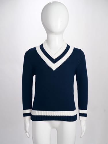 Boys Girls School Uniform Pullover Sweater Casual Long Sleeve V-Neck Cotton Knitwear Jumper3