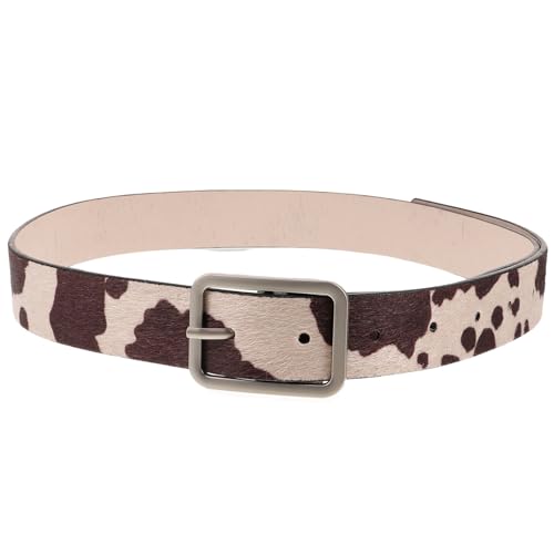 Cow Print PU Leather Adjustable Animal Print Belt - Brown