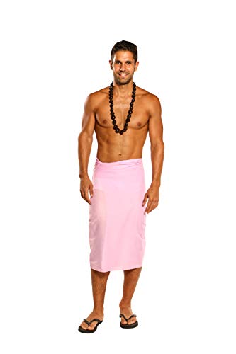 1 World Sarong Mens Beach Wrap Cotton Sarong in Pink with a Bag