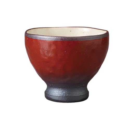 エールネット(Ale-net) 湯呑 煎茶碗 千茶碗 8.8×7.5cm 220cc 珠赤内外削目高台煎茶 電子レンジ対応 美濃焼 日本製