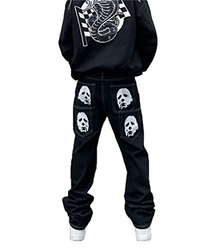 ORANDESIGNE Herren Jeans Baggy Locker Gerade Hip Hop Skateboard Streetdance...