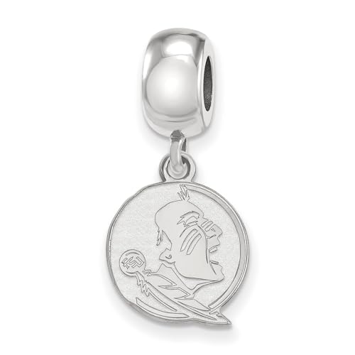 Jewelry Stores Network Florida State University Seminoles Chief Osceola School Mascot Dangle Bead Charm in Sterling Silver 13 mm x 12 mm