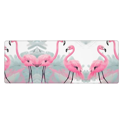 Alfombrilla de mouse de flamenco rosa de 12x31.5" para teclado de computadora, oficina y juegos