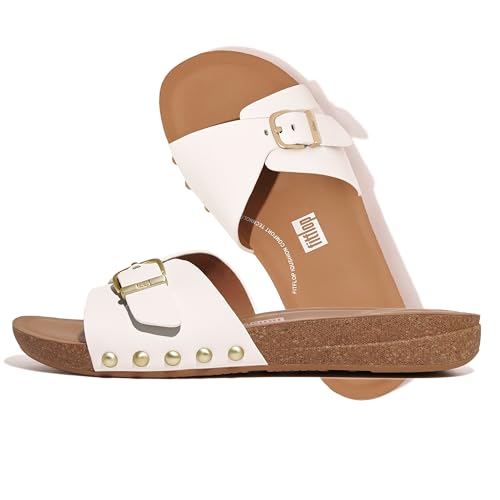 FitFlop Women's Iqushion Adjustable Buckle Leather Slides Wedge Sandal