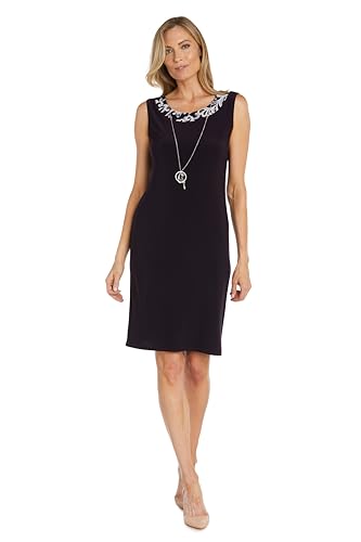 Image of R&M Richards Womens 2-Piece Black & White Jacket Dress Set W /Necklace