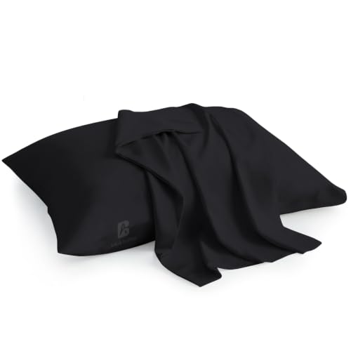 Image of Atiksh Beddings 14x20 Toddler Travel Pillow Cases, Pack of 2, 100% Egyptian Cotton, 600 Thread Count, Zipper Closure, Small Pillowcase for Kids, Daycare, Preschool & Travel, Black
