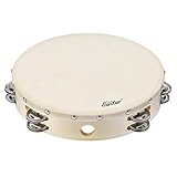 Eastar Tambourine 10' Double Rows Jingle Tambourine for Adults Kids Wooden Tambourine Instruments...
