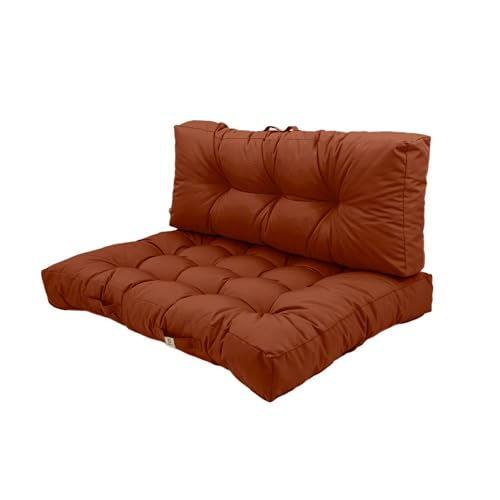 Déco Arts Coussins de Palette - Lot de 2 Matelas Palettes pour Salon de Jardin ou Banquette - Coussin Capitonné Moelleux Certifié Oeko-TEX - Traitement Déperlant - 120x80 cm, 9kg, Terracotta