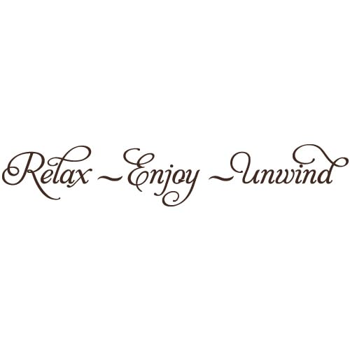 Relax Enjoy Unwind Quote Vinyl Wall Decal Sticker Art, Removable Words, Living Room Home Decor, Brown, 22in (W) x 4in (H) - Small