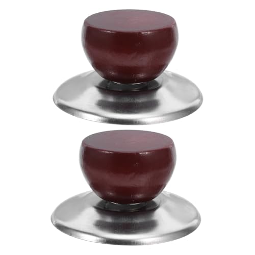 HOLIDYOYO 2個鍋蓋ノブ ハンドル交換用 木製耐熱ノブ 耐火性設計 鍋蓋用ユニバーサル交換パーツ キッチン調理器具補修アクセサリー