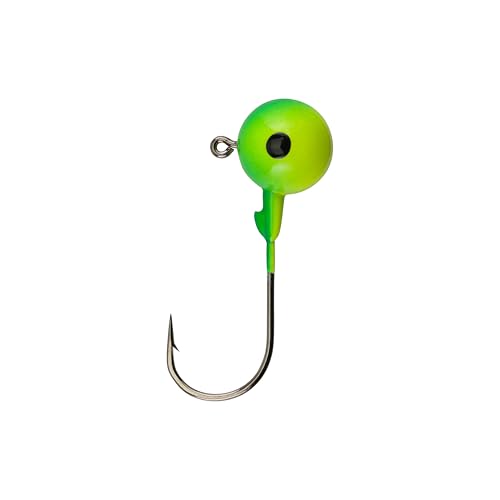 Berkley Essentials Round Ball Jigs 3/4 Fishing Hooks, Yellow/Green, Size 3/0