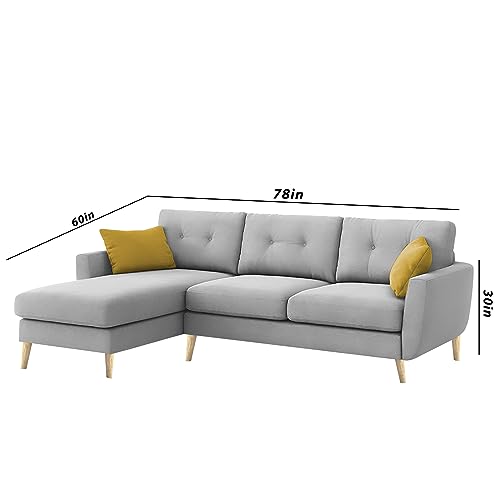 Image of BRAXTON Lindel LHS 4 Seater L Shape Sofa Set for Living Room (Grey) Premium Velvet Fabric Sofa