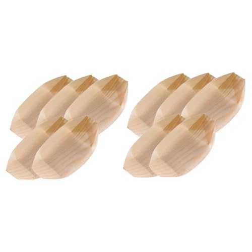 Platos desechables de madera forma barco x50 miniatura 1