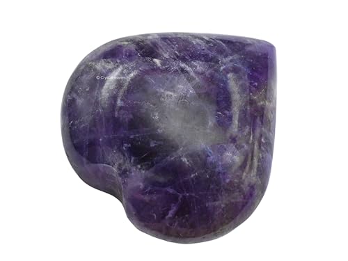 Image of Crystal Heaven Certified Amethyst Heart Palm Pebbles Stones For Anxiety Stress Relief Massage-Aaa Grade Original Healing Gemstone Agate Heart Palm Stone For Yoga Meditation Spiritual
