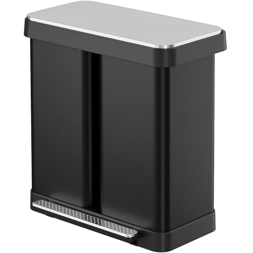 Bote de basura rectangular 60L acero inoxidable negro