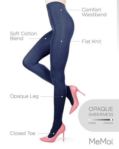 Image of MeMoi Brooklyn Flat Knit Cotton Tights for Women, Cozy and Stretchy Soft Sweater Tights - Sizes XS to 5x-6x