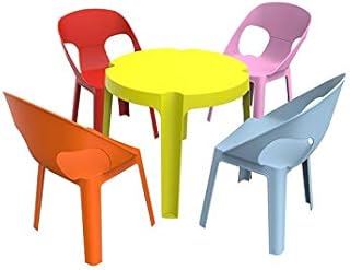 resol Rita set infantil para interior, exterior, jardín - 1 Mesa Lima + 4 Sillas Roja/Rosa/Azul/Naranja