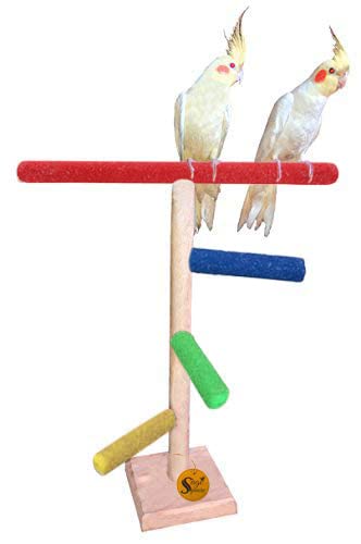 Sage Square 16 Inches / 41 cm Natural Wood Training Cum Exercise 3 Stairs Playful Perch Bird Full Sand Stand/Bird Toy (B0B1T5PJL2) Amazon Price History, Amazon Price Tracker