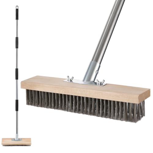 Mitclear Cepillo Cerdas Metal, Escoba de Exterior, Mango Telescópico 145cm