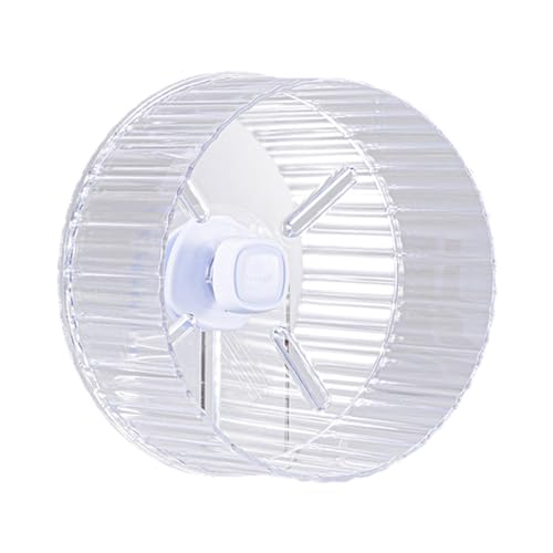 MFMEXUL ハムスター用静音回し車 ケージアクセサリー 小動物用回し車 丸型 静音 ハムスター/ラット/アレチネズミ/ハリネズミ用, クリア 21cm スタンドなし