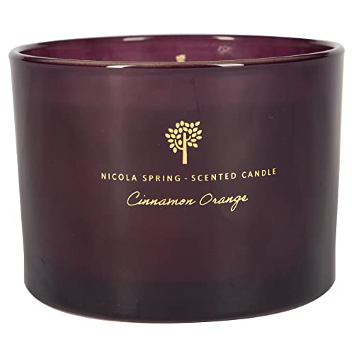 Nicola Spring Cinnamon & Orange Scented Candle - 350g - 38 Hour Burning Time Natural Soy Wax Double Wick Candles Relaxing Fragrance Aromatherapy Gift Set
