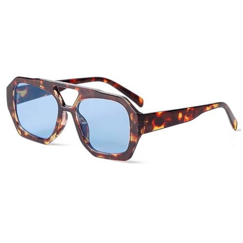 2025 Trendy Designer Square Aviator Sunglasses For Women Vintage 70s Thick Double Bridge Sun Glasses