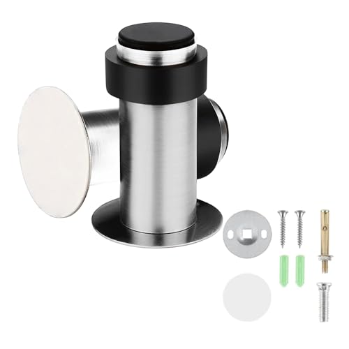 En Inox Butee De Porte, MéTal Bloc Porte, Arret De Porte, Avec Pare-Chocs En Caoutchouc Vis Et Colle 3m, 3 MéThodes D'Installation, Pour Tous Les Sols Durs...