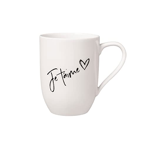 Villeroy & Boch - Statement Mug Je T’Aime, 11,5 X 8 X 10,5 cm, Tasse en Porcelaine Blanche, 280 ml