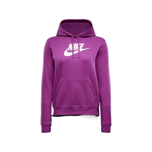 Nike Sportswear Club Fleece Women's Logo Pullover Hoodie (DQ5775-518, Hot Fuchsia/White) Size Small