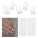 DUKASOU Semi Cured Gel Nail Strips, 28 pcs Gel Nail Stickers Work with Any UV Lamp, Long Lasting Nail Wraps for Women at Home DIY Nail Art (Clear Ombre)