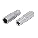 Aexit 1/4-inch Square Hand Operated Tools Drive 11mm Hex 6 Point Impact Socket Silver Tone 2pcs Model:81as384qo372