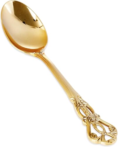 Joyido 30PCS Gold Plastic Spoons - Gold Soup Spoons Disposable - 8.1 Inch Heavy Duty Plastic Silverware - Heavyweight Elegant Disposable Utensils for Catering Parties Dinners Weddings