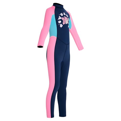 Kids Girls Long Sleeve One Piece Swimsuit, UV Protection 50+, Full Body Coverage, Bule and Purple (US, Alpha, XX-Large, Purple)3