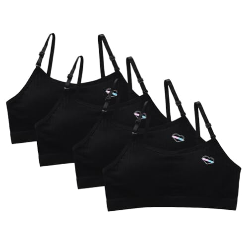 Katutude 4 Pack Padded Training Bra for Girls 8-14 Years Old Adjustable Strap Wireless Seamless Cotton Bra Sports Bralettes