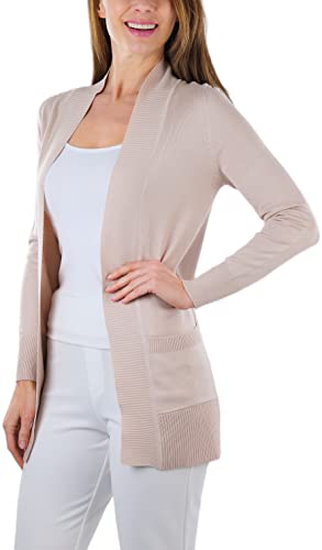 Image of ToBeInStyle Women's Long Sleeve Rib Banded Open Sweater Cardigan
