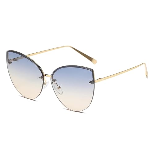 Lunettes de soleil œil de chat sans monture en métal pour femme