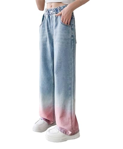 SANGTREE Girls' Jeans Colorful Gradient Wide-Leg Denim Pants, 4-14 Years2