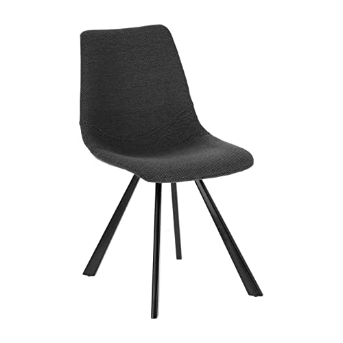 Sillas Comedor Kave Home - Silla de Comedor Alve Gris Oscuro en Tela Antimanchas y Patas de Acero en Negro