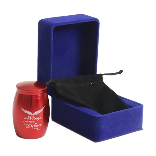 Image of Small Keepsake Cremation Urns for Human Ashes Female /Mom /Mother | 2.7 inch Red Keepsake Sharing Urn - Mini Metal Cremation Urn for Human or Pet Ashes - A Perfect Tribute & Gift for Families