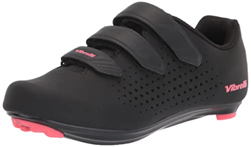 Vibrelli Womens Cycling Shoes - Indoor Spin Exercise Road Bike Shoes - Compatible with All Cleats - Look Delta, Shimano SPD, ARC - Ladies Cycle Shoes - Cleats Not Included Black/Pink