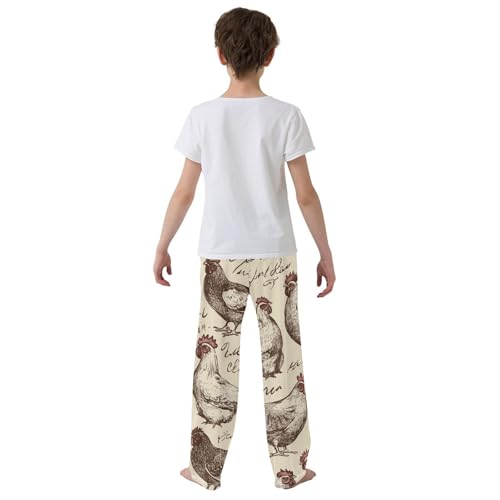 ZZXXB Cock Pattern Boys Long Pants Soft Trousers Elastic Waist Kids Lounge Bottoms with Pockets S-XL3