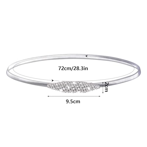 Metal Skinny Belt Elastic Rhinestone Sparkly Belt for Women Formal Dresses Suits Skirts2