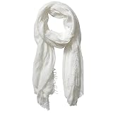 HeiDmai Unisex Cotton Blend Crinkle Vintage Soft Scarf with Fringed Edges 35' × 70' (White)