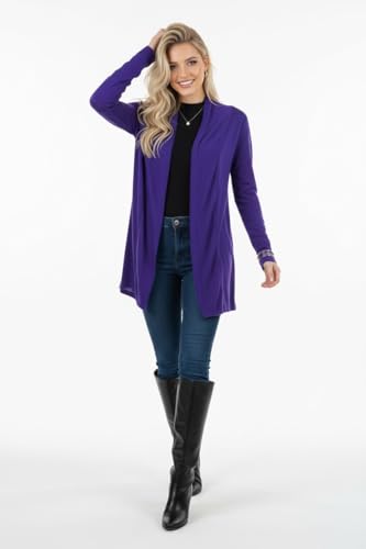 Image of ToBeInStyle Womens Open Front Long Sleeve Lightweight Asymmetrical Draped Cardigan with Side Pockets