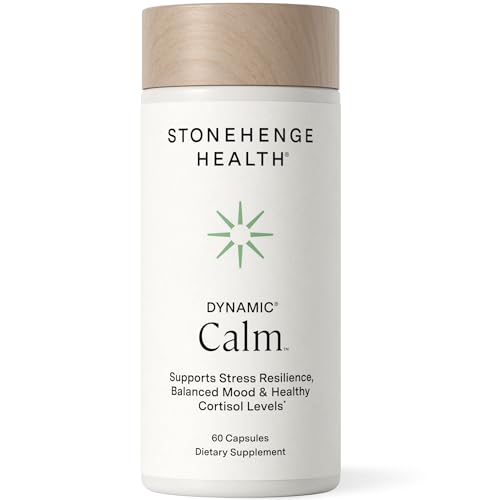 Stonehenge Health Dynamic Calm - 600mg KSM-66 Ashwagandha with L-theanine Rhodiola Rosea Holy Basil and Magnesium Glycinate Daily Stress and Mood Support Non-GMO 60 Vegetarian Capsules